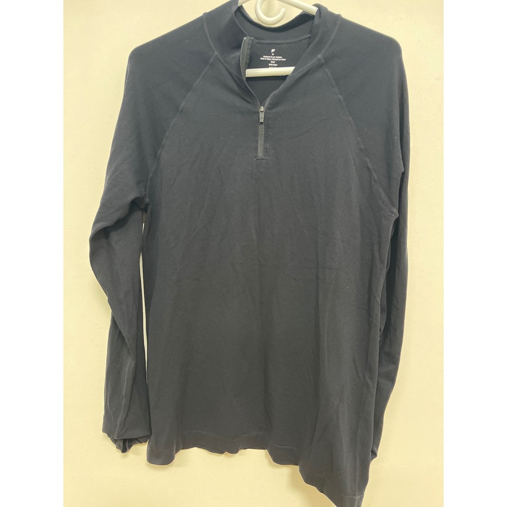 Fabletics Mens Quarter Zip Pullover Long Sleeve Black Athletic Top Size M